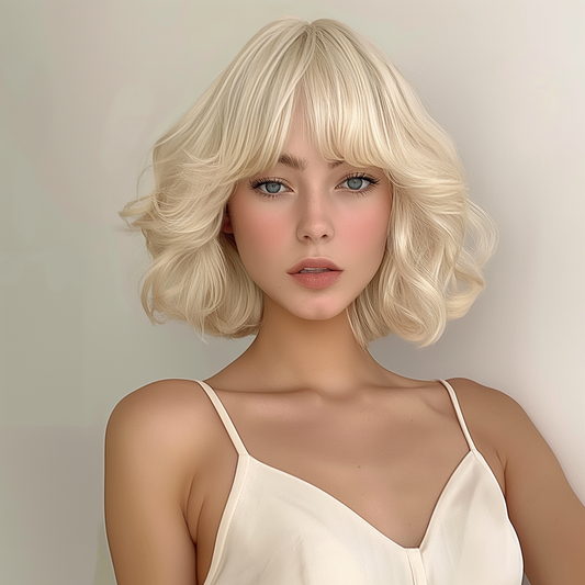 Perruque blonde à frange mi-longue - Sofie